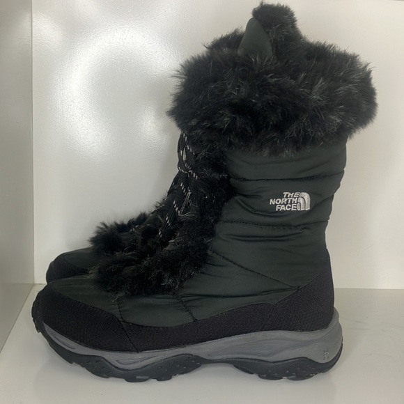 North Face Nuptse Fur Winter Snow Boot Girls Size 4 - Picture 2 of 8